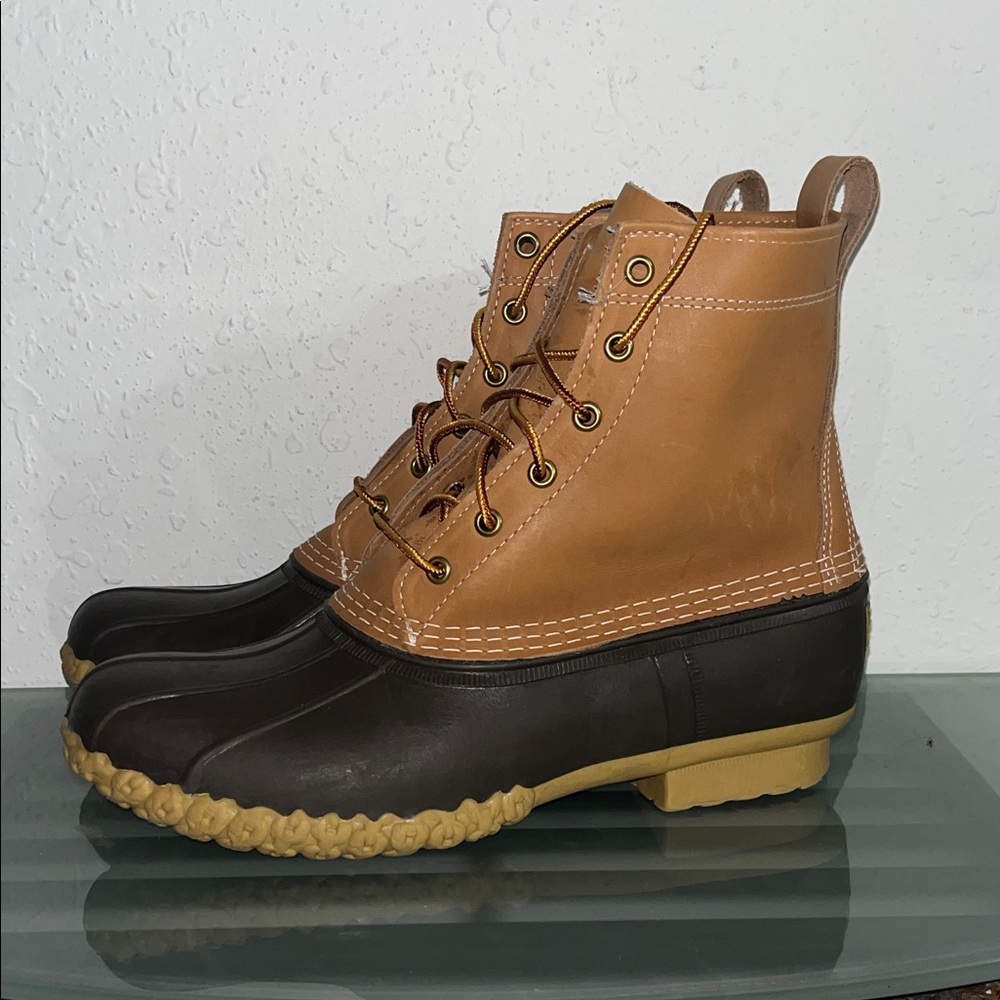 L.L. Bean Two-Tone Brown and Tan Leather Duck Boots